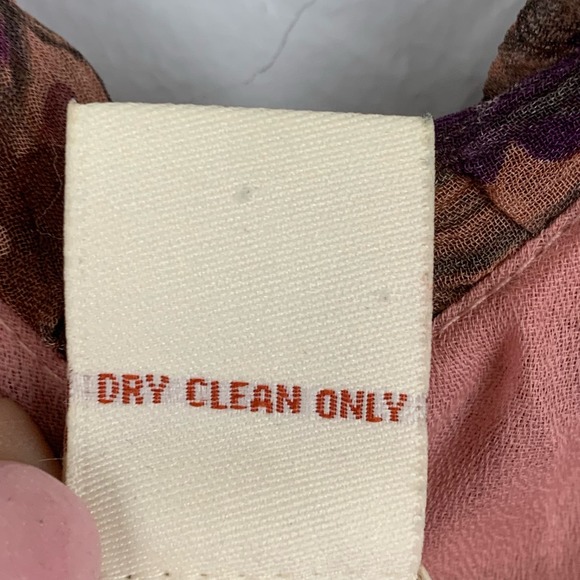 Sundance Silk Dress Floral Pink Ruffles Flutter Sleeve Fully Lined Size 12 - Picture 7 of 7